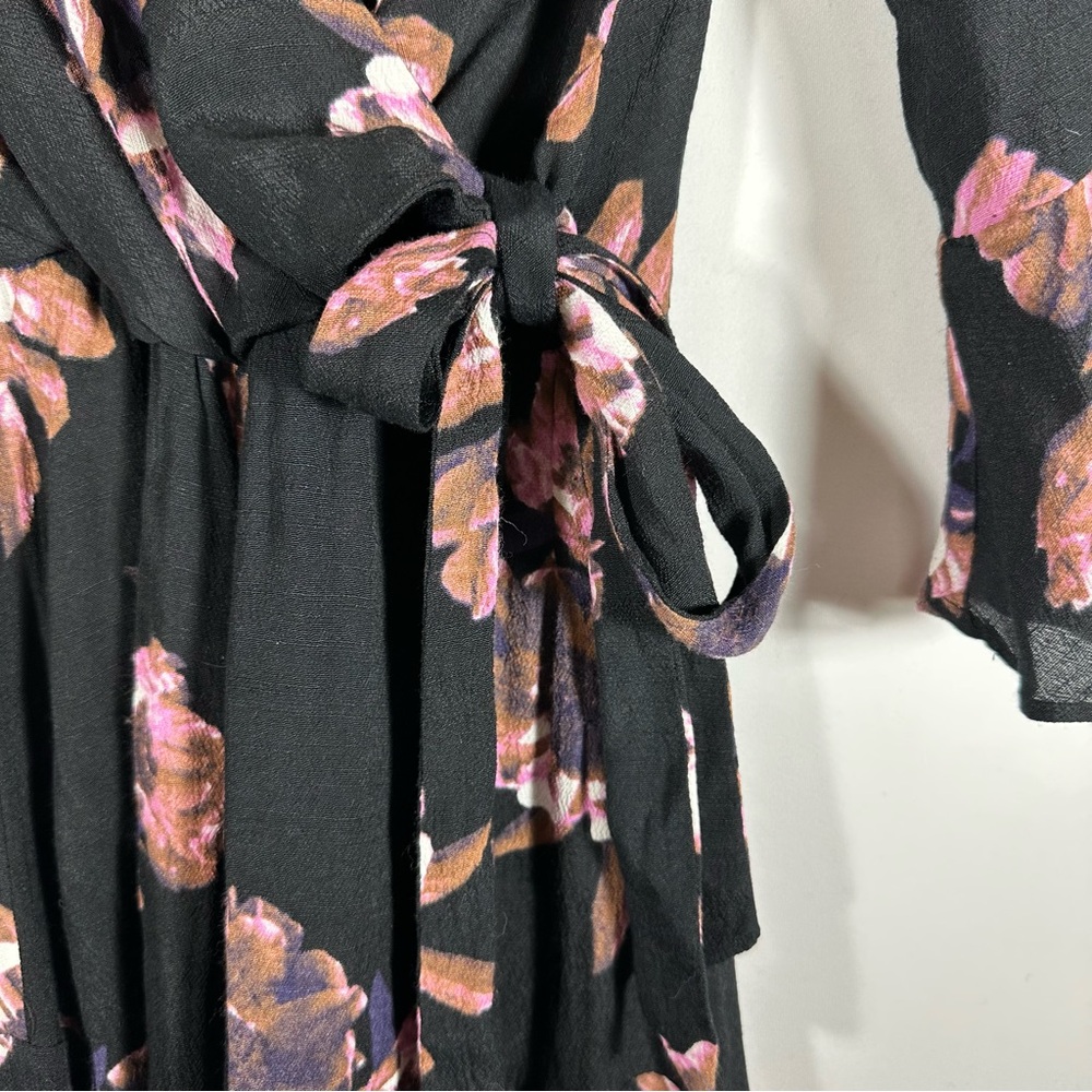 FREE PEOPLE All the Right Ruffles Floral Romper Black Brown Pink Size Small - Picture 7 of 15